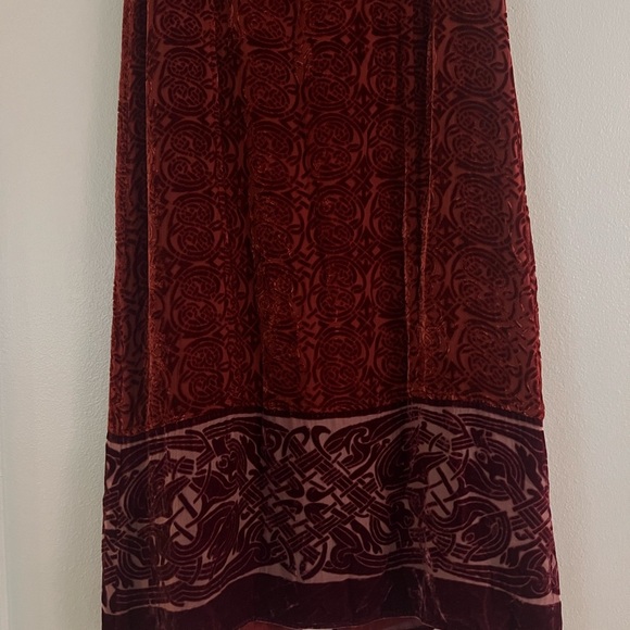 Garnet Hill Red Silk Textured Maxi Dress Size 10 - Picture 4 of 10